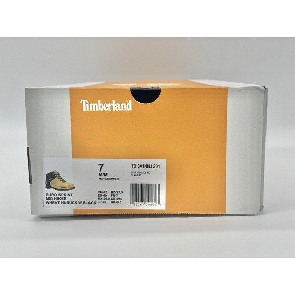 Timberland Euro Sprint Hiker Wheat Black Size Gold 7 Men\'s TB 0A1NHJ 231
